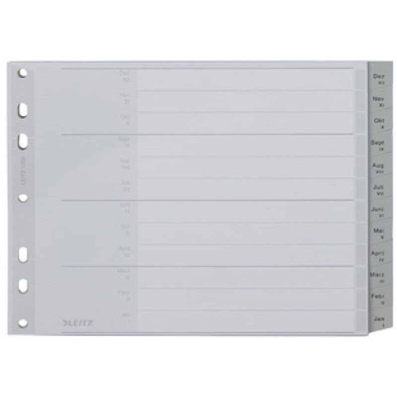 LEITZ Kunststoff-Register, Monate, A4 Überbreite, Dez.-Jan.