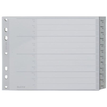 LEITZ Kunststoff-Register, Monate, A4 Überbreite, Dez.-Jan.
