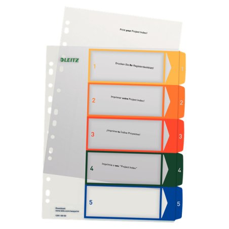 LEITZ Intercalaires en plastique, numéroté, format A4 extra