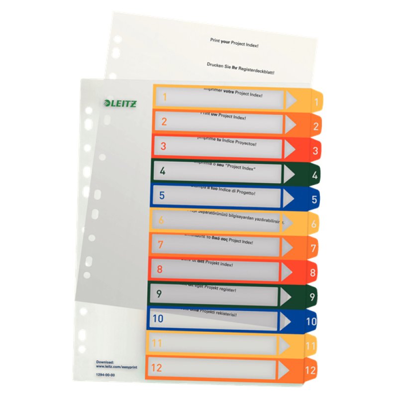 Esselte 12940000 tab index Numeric tab index Polypropylene (PP) Multicolour