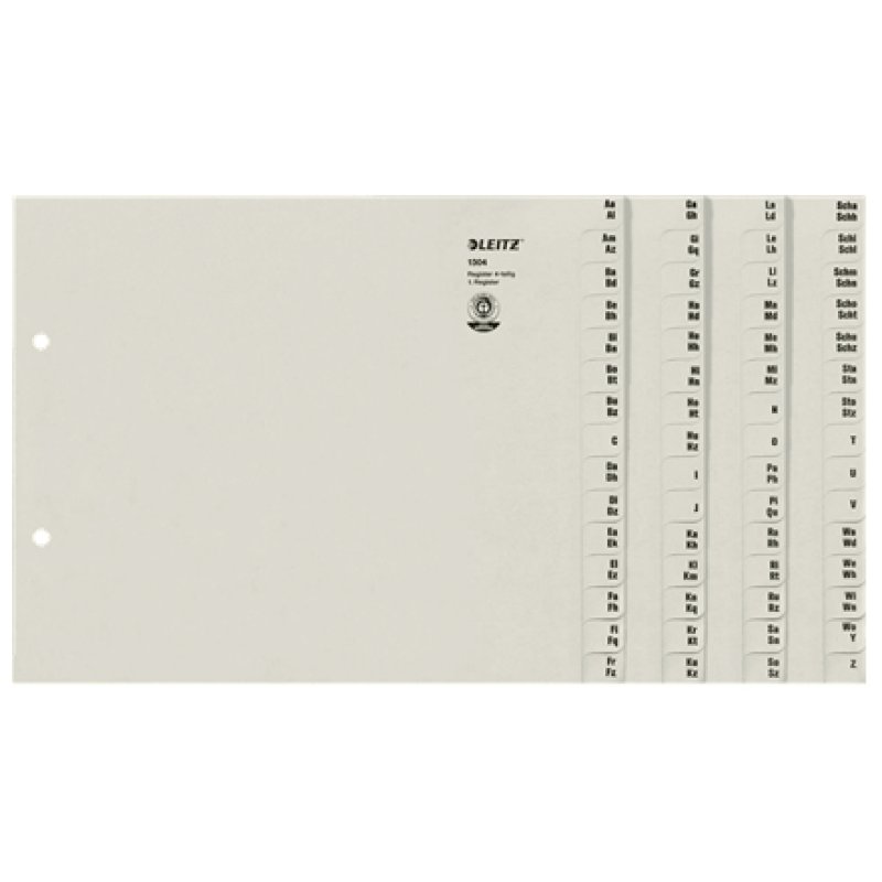 Leitz 13040085 intercalaire de classement Onglet avec index alphabétique Papier Gris