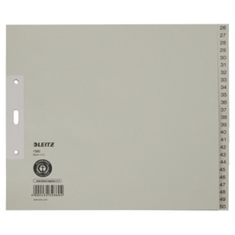 LEITZ Intercalaires en papier naturel, numéroté, A4 , 26 - 5