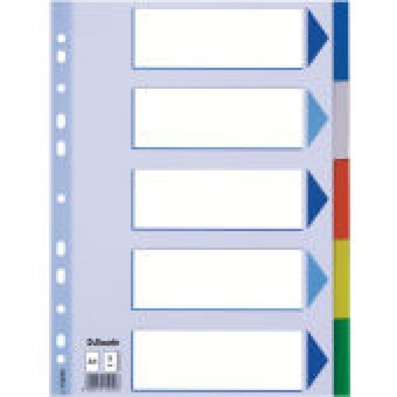 Esselte Multicoloured Polypropylene Dividers Onglet avec index vierge Polypropylène (PP) Multicolore