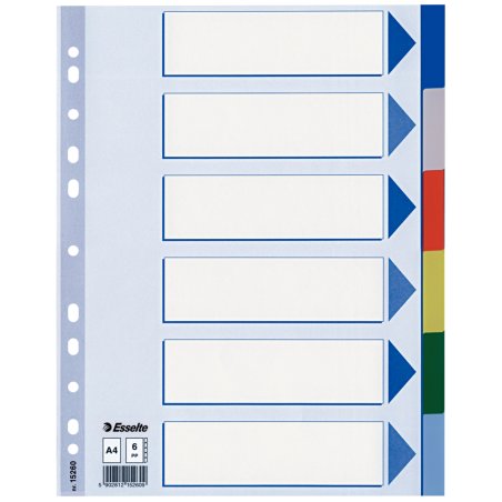 Esselte 15260 tab index Blank tab index Polypropylene (PP) Multicolour