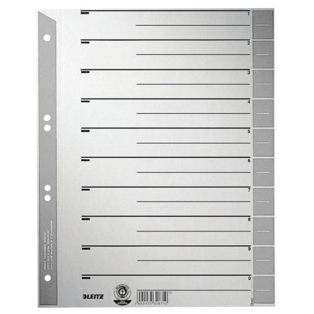 Leitz 16520085 tab index Numeric tab index Cardboard Grey