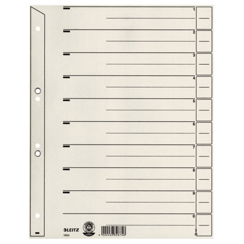 LEITZ Intercalaires, format A4 extra large, en carton solide