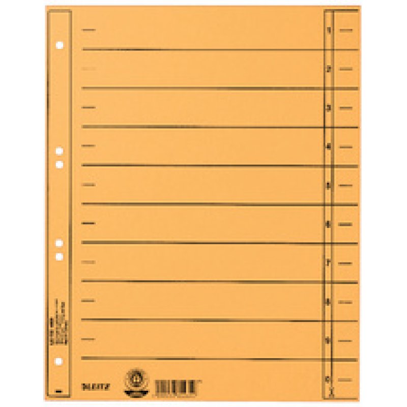 LEITZ Intercalaires, format A4 extra large,en carton manille