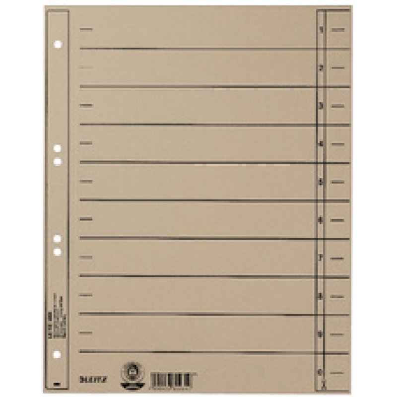 LEITZ Intercalaires, format A4 extra large,en carton manille