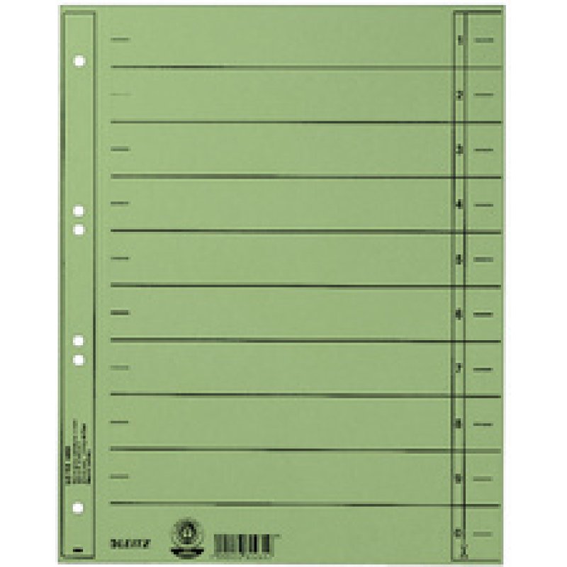 LEITZ Intercalaires, format A4 extra large,en carton manille