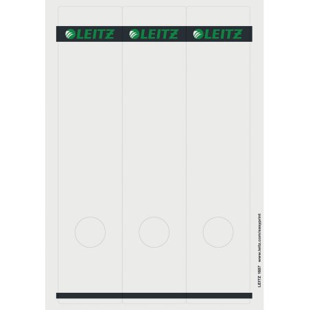 LEITZ Etiquette pour dos de classeur, 61 x 285 mm, gris