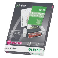 LEITZ Pochette de plastification, A4, autocollant, brillant