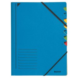 LEITZ chemise trieur, A4, carton, 7 compartiments, bleu