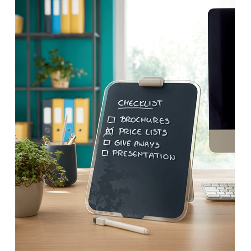 LEITZ Chevalet de bureau en verre Cosy, gris