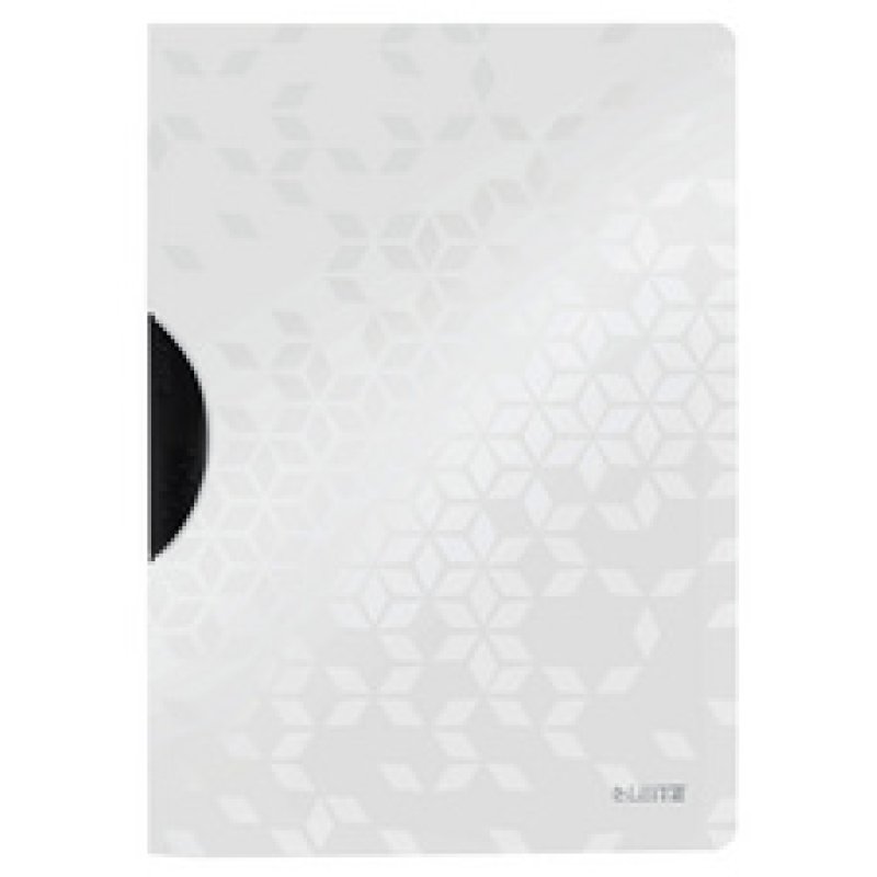 LEITZ Chemise à clip WOW ColorClip, A4, PP, blanc métallisé