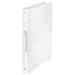 LEITZ Classeur à anneaux WOW, A4, PP, blanc métallisé