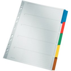LEITZ Intercalaires en carton mylar, blanc, A4, gris, 5