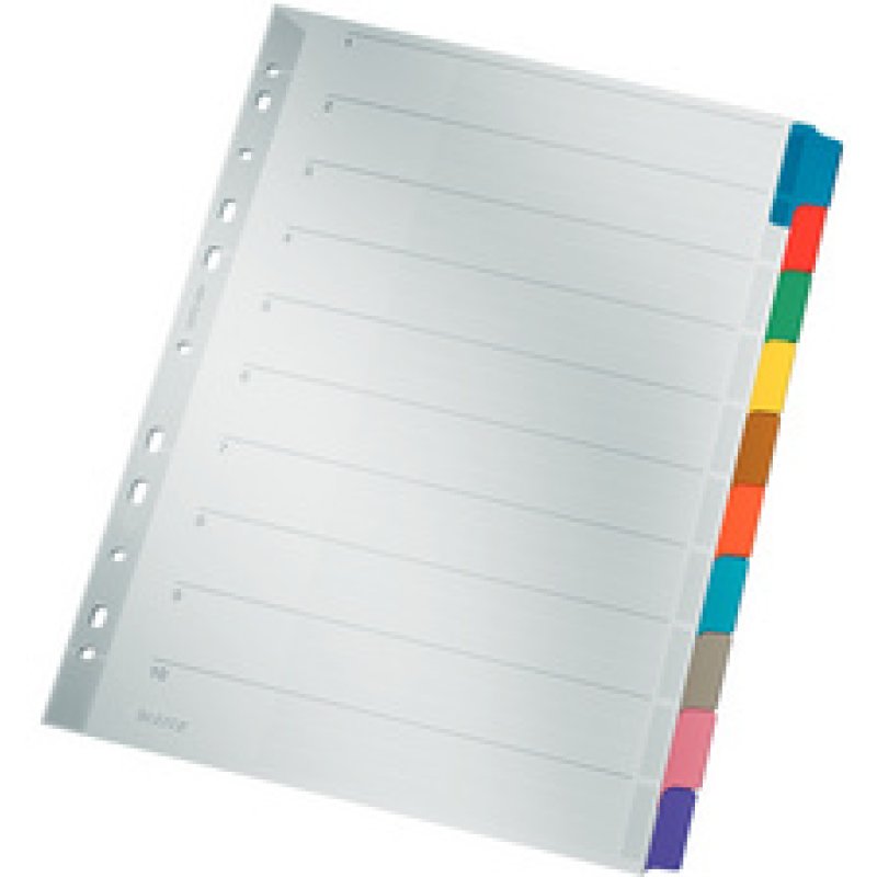 LEITZ Intercalaires en carton mylar, blanc, A4, gris, 5