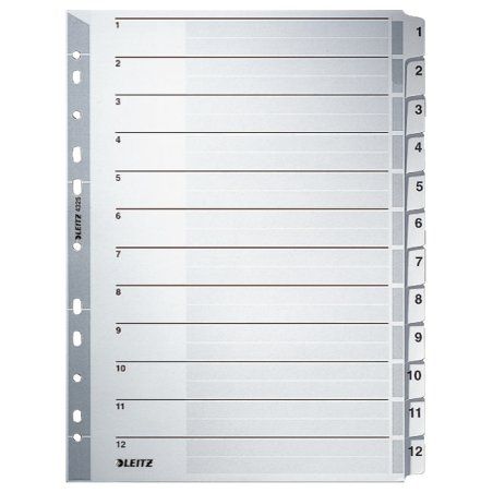 Leitz 43250000 tab index Numeric tab index Cardboard Grey
