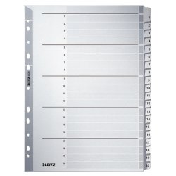 LEITZ Intercalaires en carton mylar, chiffres ,A4, 1-20,gris