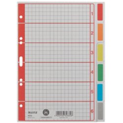 LEITZ Intercalaires en carton extra solide, en blanc, A5, 6