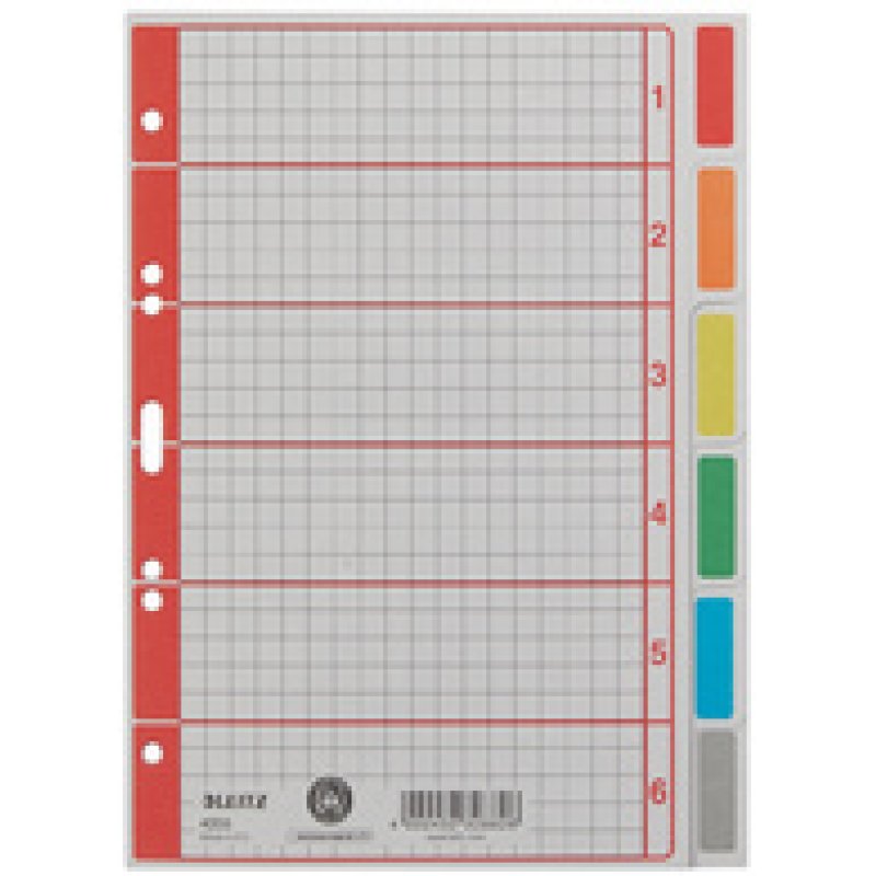 LEITZ Intercalaires en carton extra solide, en blanc, A5, 6