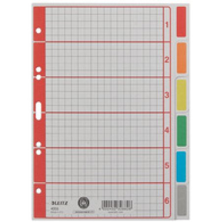 LEITZ Intercalaires en carton extra solide, en blanc, A5, 6