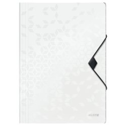 LEITZ Chemise à élastique WOW, A4, PP, blanc métallisé