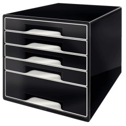 LEITZ Bloc de classement WOW CUBE, 5 tiroirs, noir/gris