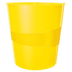 LEITZ Corbeille à papier WOW, en plastique, 15 litres, jaune
