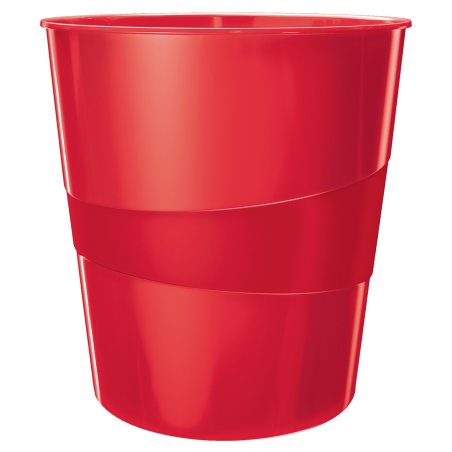 LEITZ Corbeille à papier WOW, en plastique, 15 litres, rouge