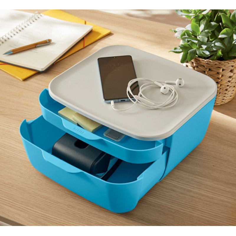 Leitz 53570061 bac de rangement de bureau Polystyrène Bleu, Blanc