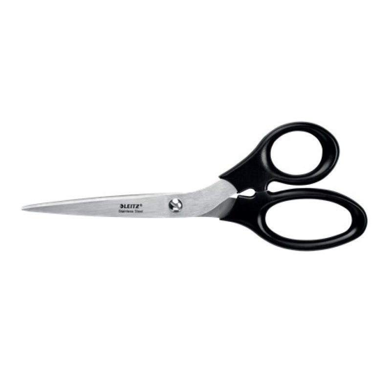 Leitz 54250095 ciseaux à bouts ronds Ciseaux d'office Découpe droite Noir, Acier inoxydable