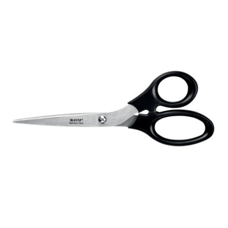 Leitz 54250095 ciseaux à bouts ronds Ciseaux d'office Découpe droite Noir, Acier inoxydable