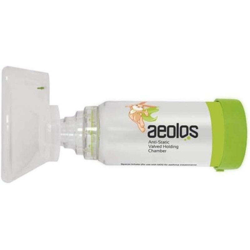 Aeolos Valved Holding Chamber for Children 1-6 Years with Medium Mask and Mouthpiece
