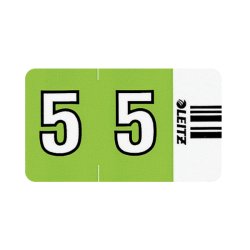 LEITZ Ziffernsignal Orgacolor "5", auf Streifen, hellgrün