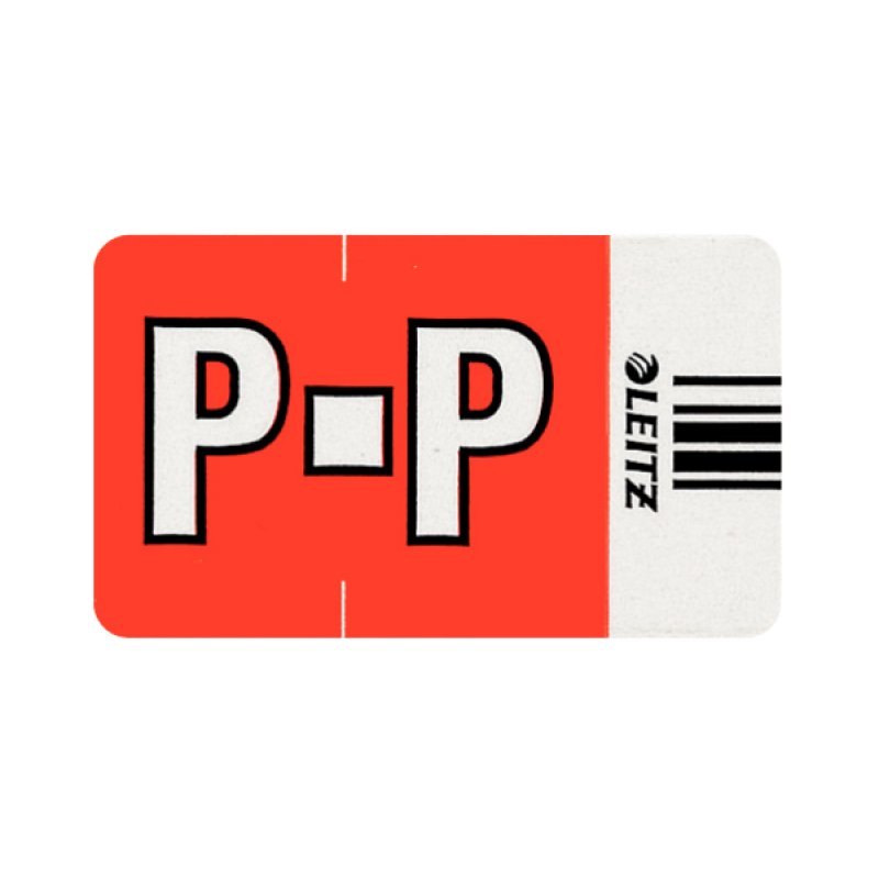 LEITZ onglet alphabétique "P" sur rouleau, rouge, adhésif
