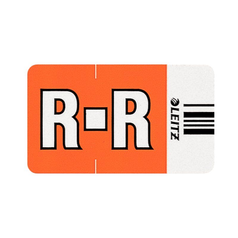 LEITZ onglet alphabétique "R" sur rouleau, orange, adhésif
