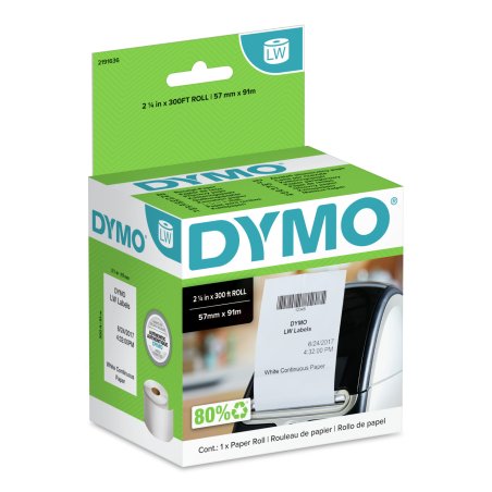 DYMO Etiquettes pour reçus LabelWriter, 57 mm x 91 m, blanc