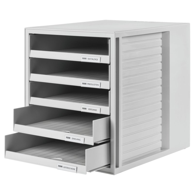 HAN Module de classement, 5 tiroirs ouverts, gris clair