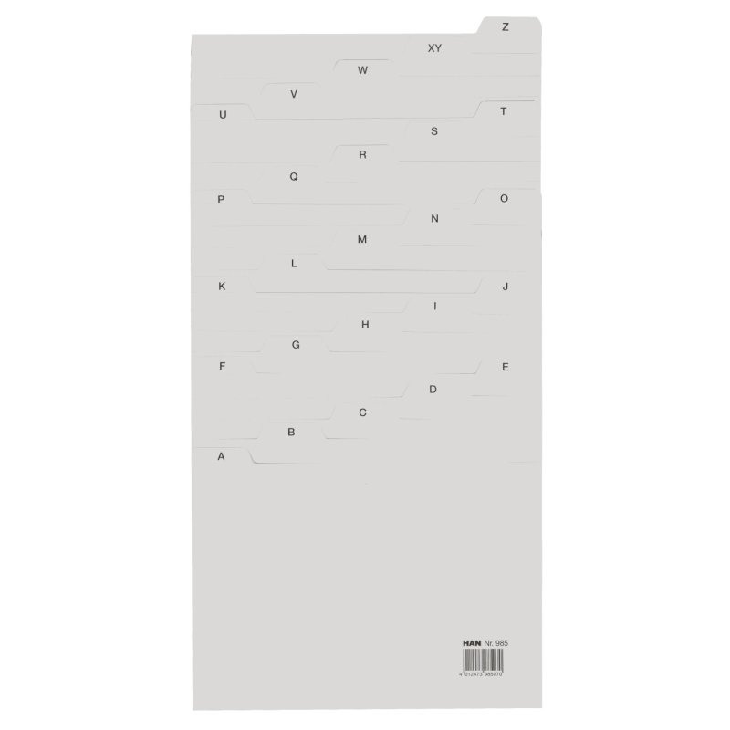 HAN Register A-Z Alphabetic tab index Polypropylene (PP) White