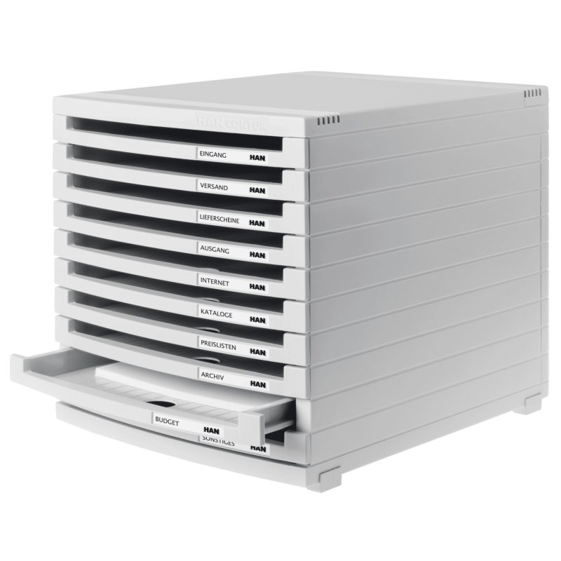 HAN Module de classement CONTUR, 10 tiroirs ouverts, gris