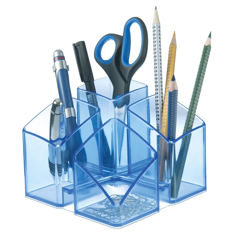 HAN Multipot à crayons SCALA, polystyrène, bleu transparent