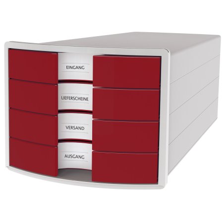 HAN Module de classement IMPULS 2.0, 4 tiroirs, gris/rouge