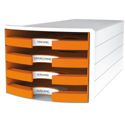 HAN 1013-51 bac de rangement de bureau Plastique, Polystyrène Orange, Blanc