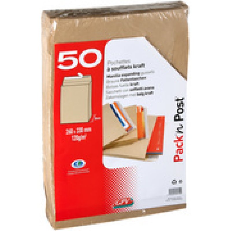 GPV Pochettes à soufflets, 24, 260 x 330 mm, kraft brun