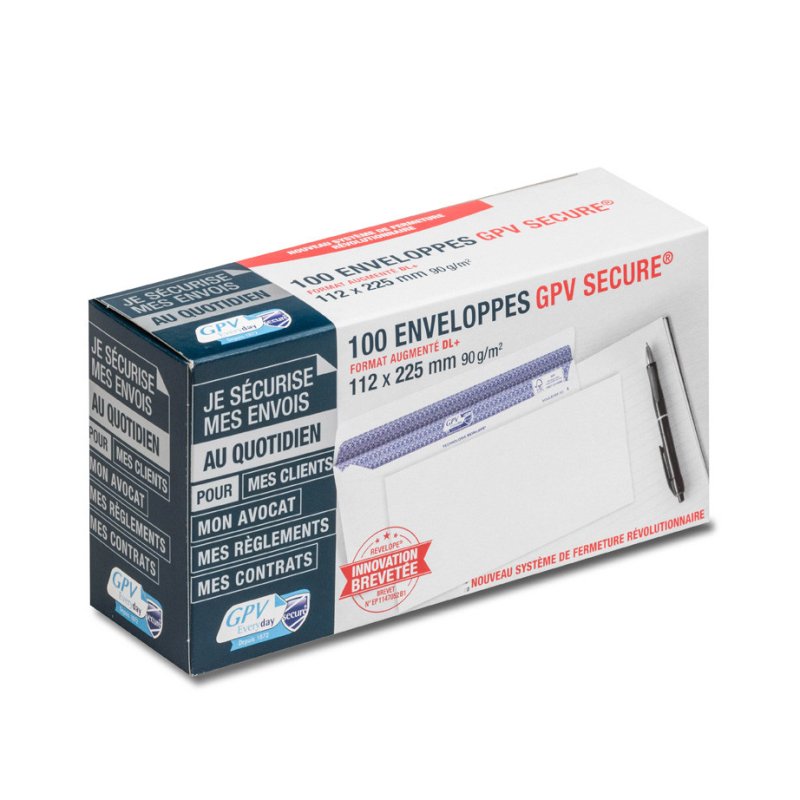 GPV Enveloppes SECURE, 112 x 225 mm, sans fenêtre, blanc