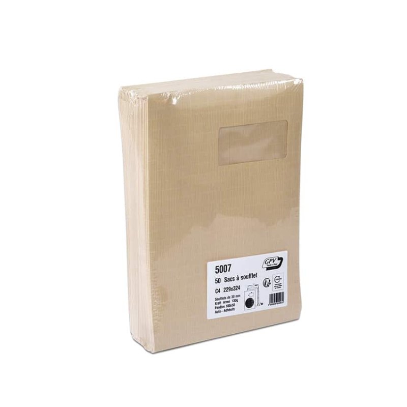 GPV Pochettes à soufflets, C4, 229 x 324 mm, avec fenêtre