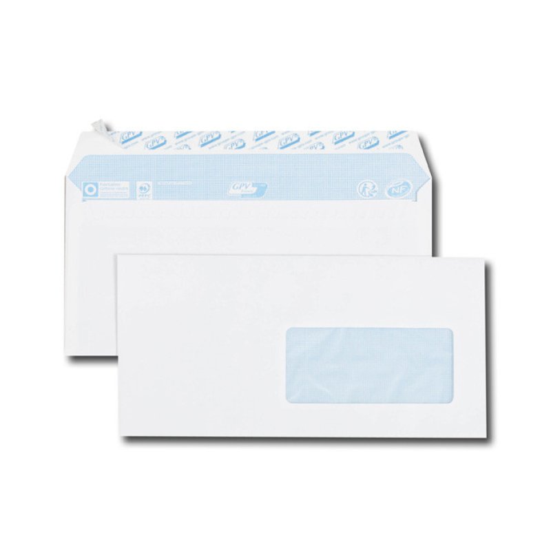 GPV Enveloppes, DL, 110 x 220 mm, avec fenêtre, blanc