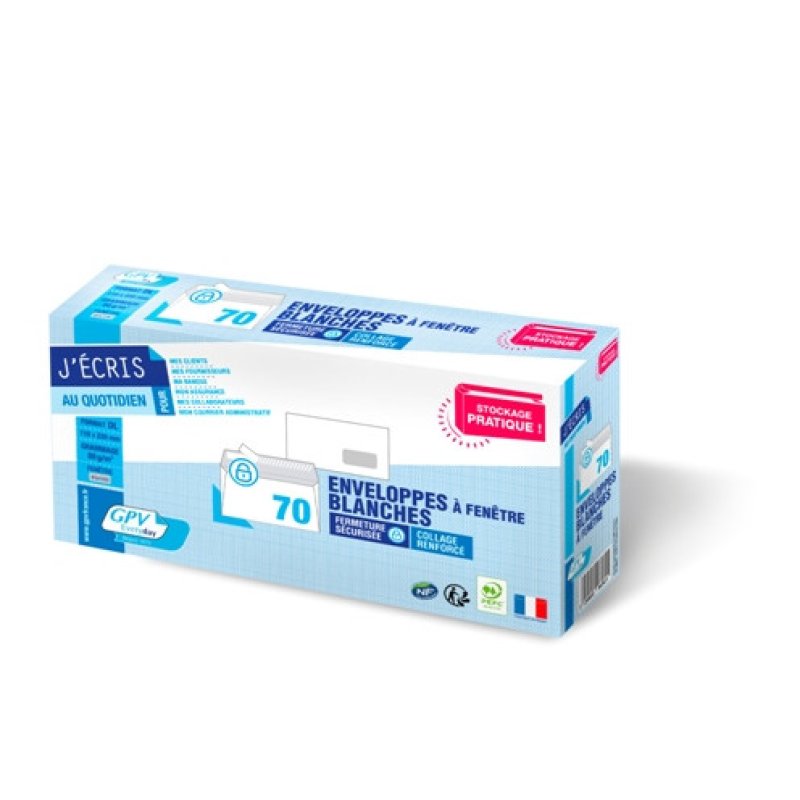 GPV Enveloppes, DL, 110 x 220 mm, avec fenêtre, blanc