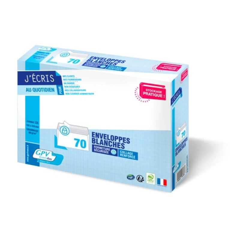 GPV France 6263 enveloppe C5 (162 x 229 mm) Blanc 70 pièce(s)